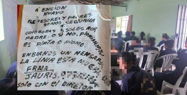  «Plata o plomo»: Extorsionadores piden cupo de S/ 5 a escolares de la sierra liberteña 