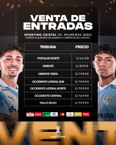 Precio de las entradas para el Sporting Cristal vs Palmeiras